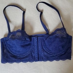b Tempted Kiss Bralette, Corset, Unlined, Front Closure, Blue, Like New,…